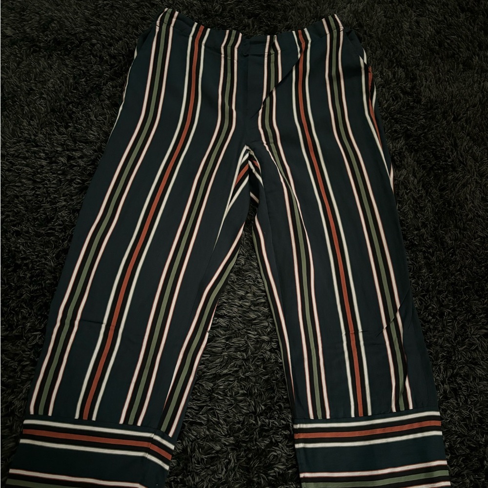 Zara Striped Wide Leg Pants - Black, White, Red